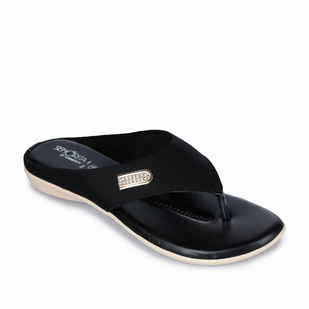 Senorita Casual (Black) Slippers For Women MK-09 By Liberty