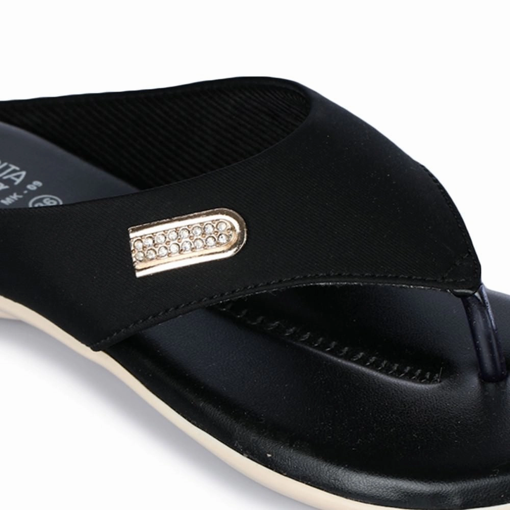 Senorita Casual (Black) Slippers For Women MK-09 By Liberty