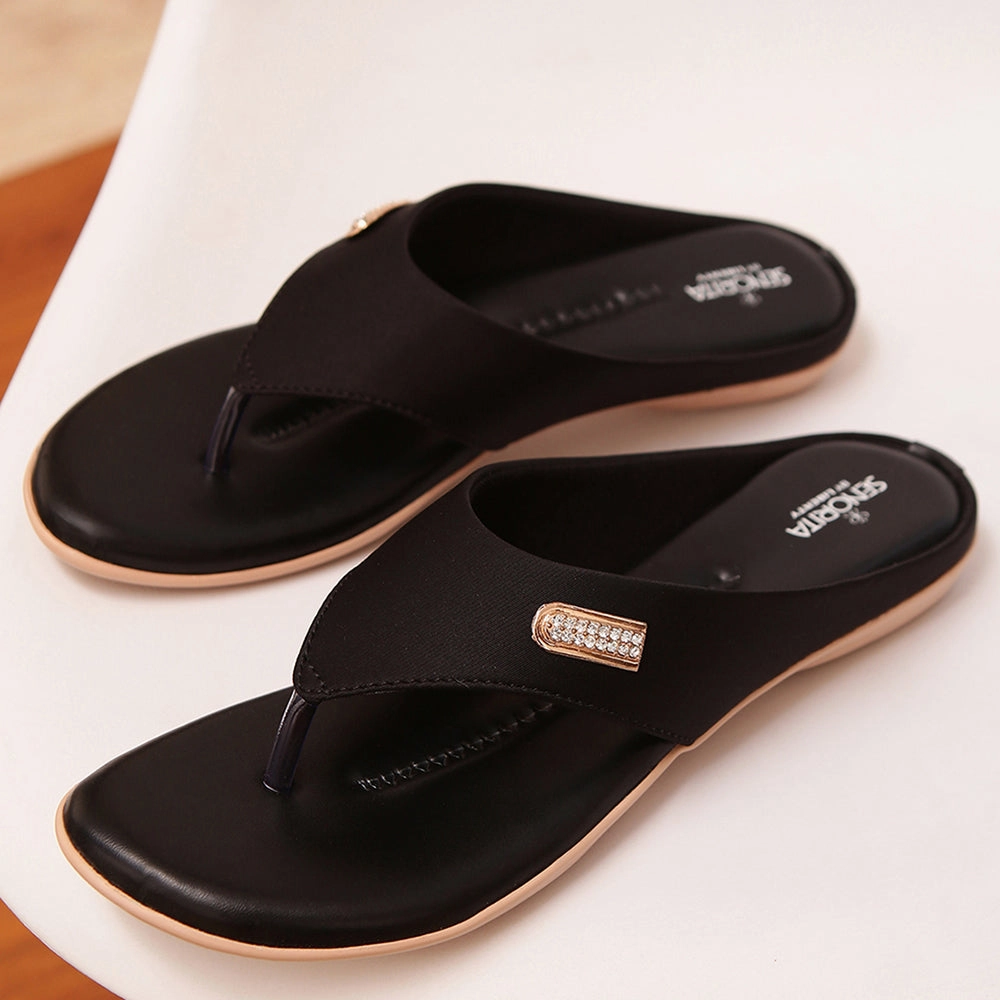 Senorita Casual (Black) Slippers For Women MK-09 By Liberty