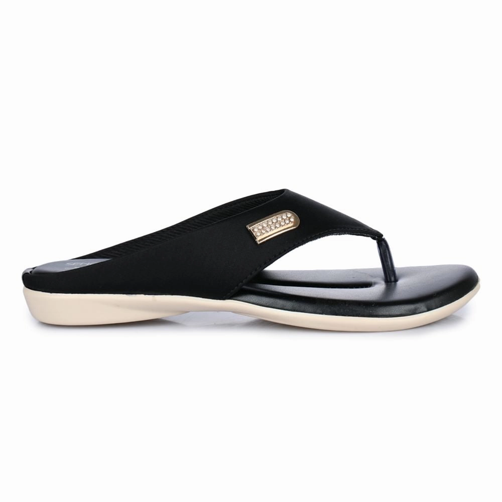 Senorita Casual (Black) Slippers For Women MK-09 By Liberty