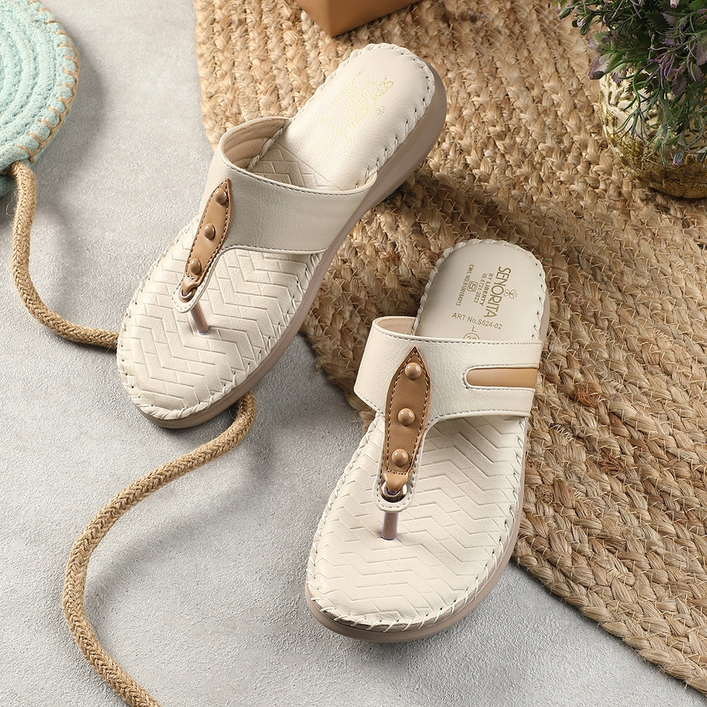 Senorita Cream Casual Slipper For Women S624-02 By Liberty