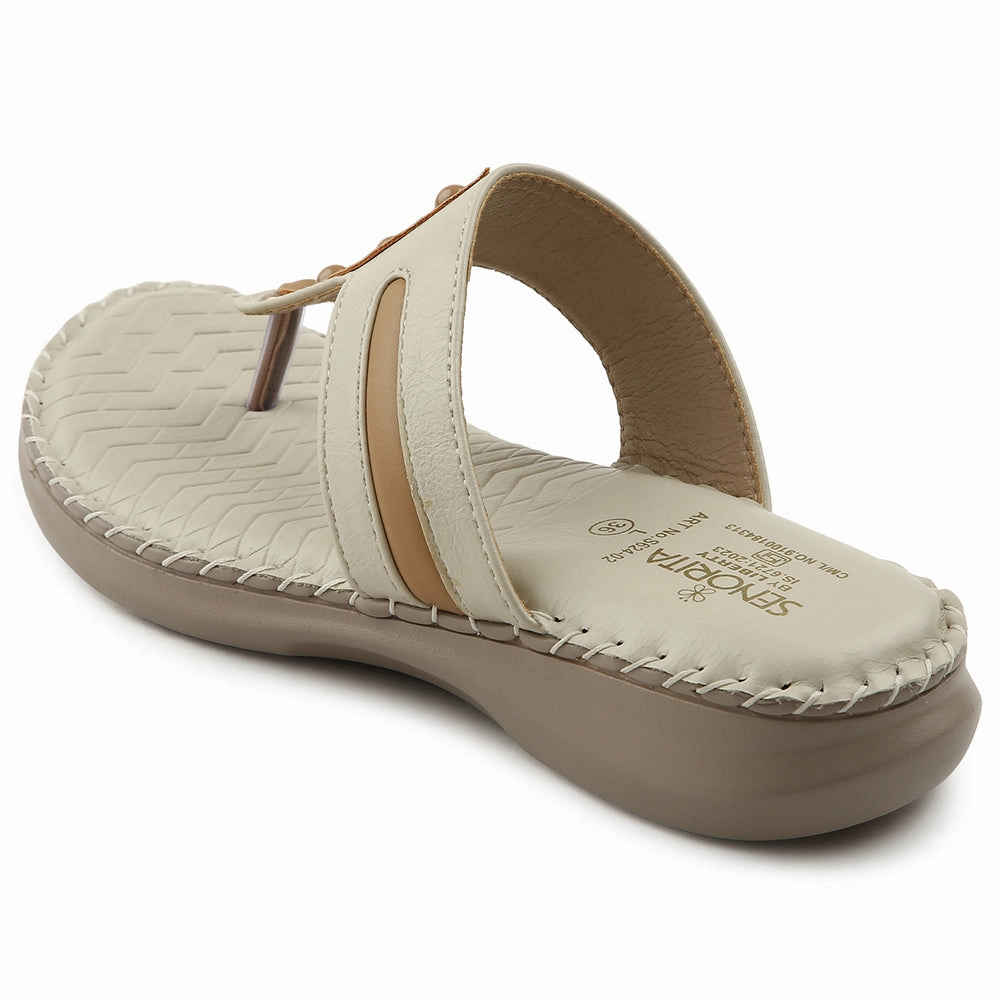 Senorita Cream Casual Slipper For Women S624-02 By Liberty