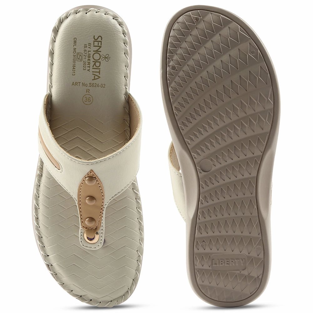 Senorita Cream Casual Slipper For Women S624-02 By Liberty