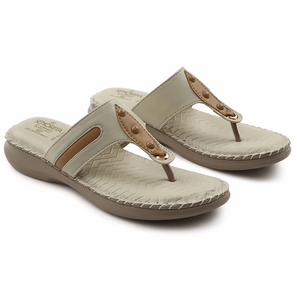 Senorita Cream Casual Slipper For Women S624-02 By Liberty