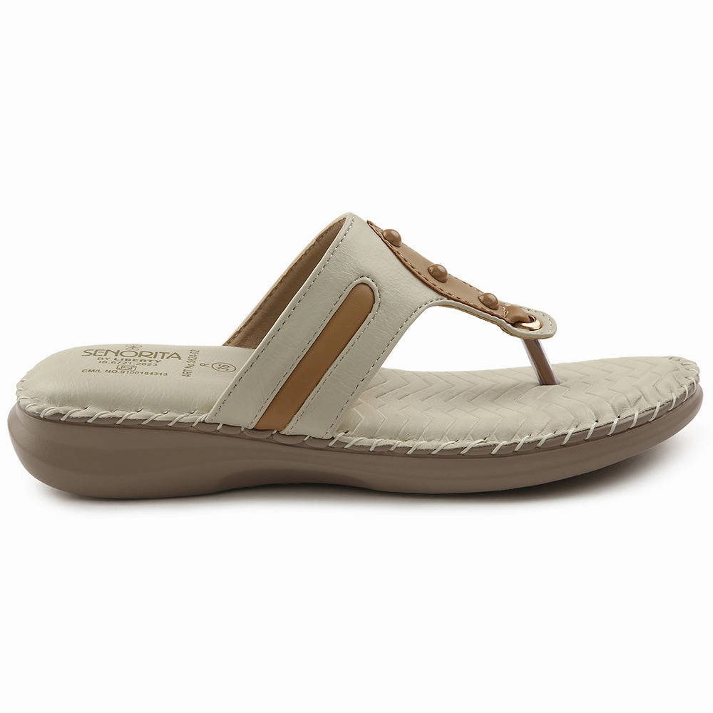 Senorita Cream Casual Slipper For Women S624-02 By Liberty