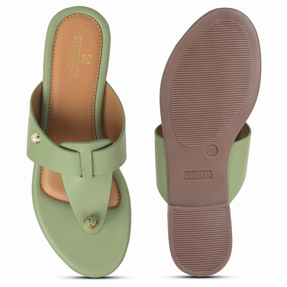 Senorita Sea Green Casual Slipper For Women DFL-103 By Liberty