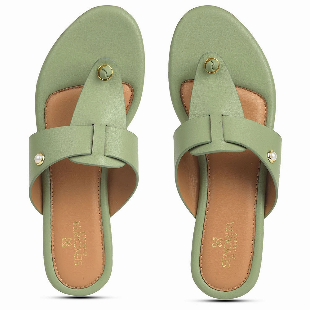 Senorita Sea Green Casual Slipper For Women DFL-103 By Liberty