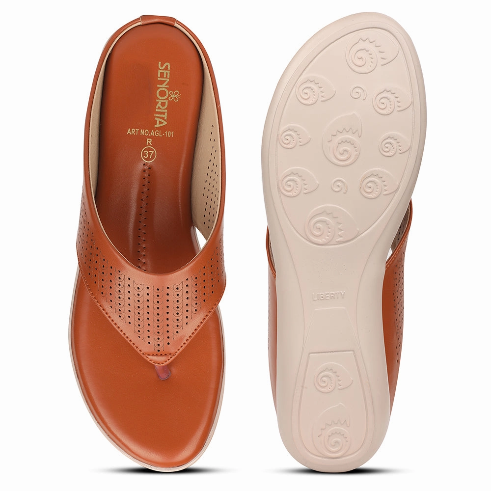 Senorita Tan Casual Slipper For Women AGL-101 By Liberty