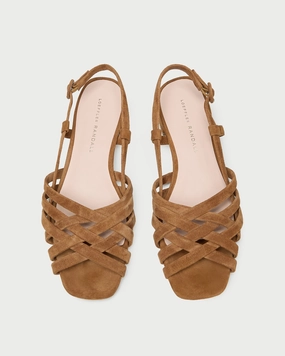 Shelly Cacao Suede Flat Sandal