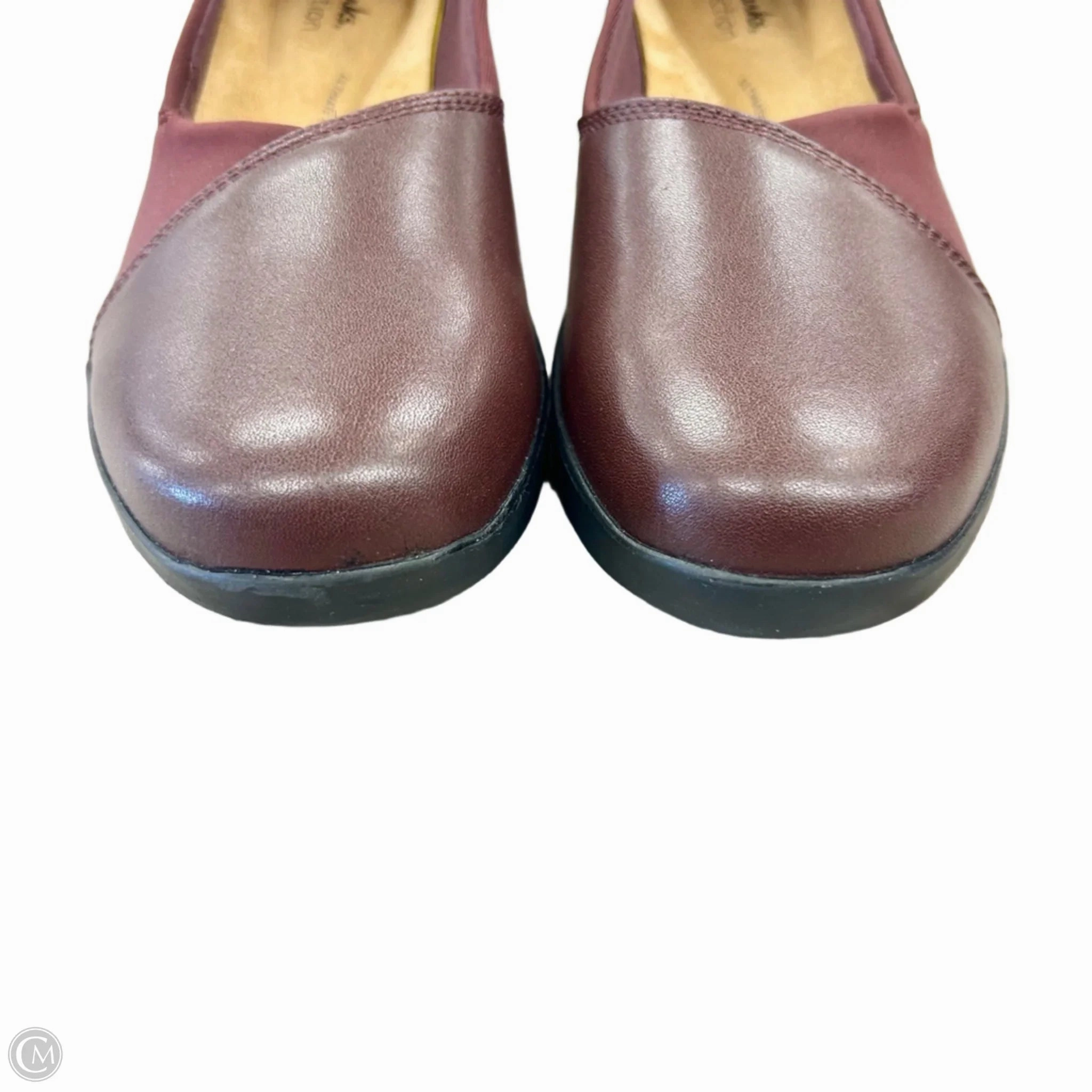 Shoes Heels Wedge By Clarks In Maroon, Size: 8