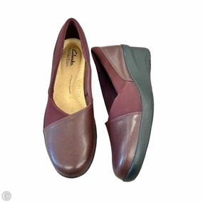 Shoes Heels Wedge By Clarks In Maroon, Size: 8