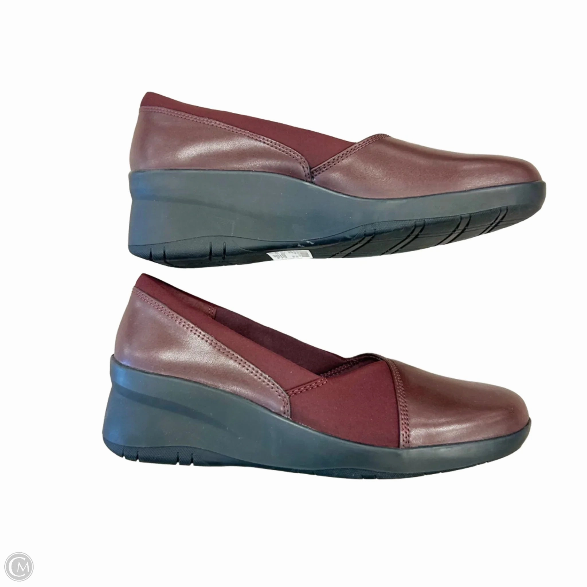 Shoes Heels Wedge By Clarks In Maroon, Size: 8