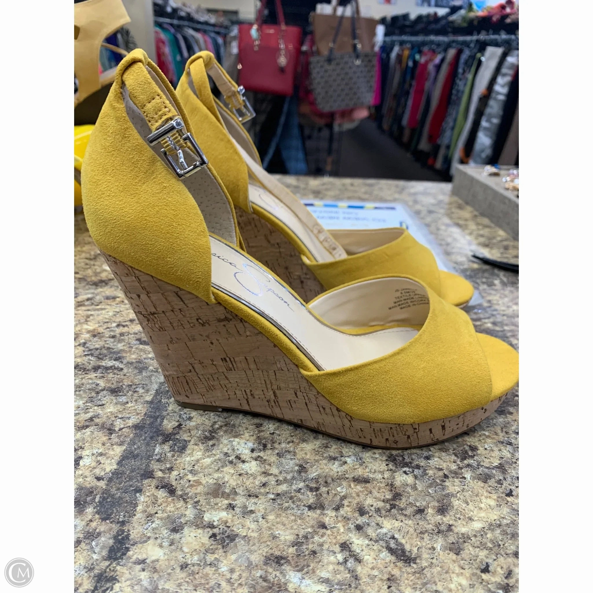Shoes Heels Wedge By Jessica Simpson In Yellow, Size: 8.5