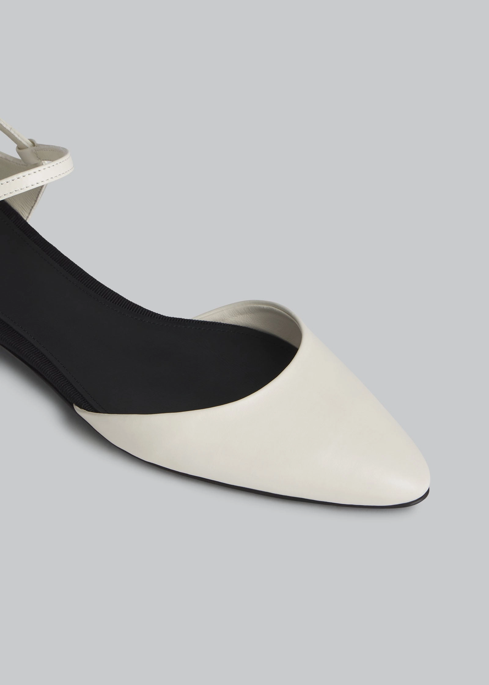 Slingback Pointed Toe Flat in Calfskin - Ivory