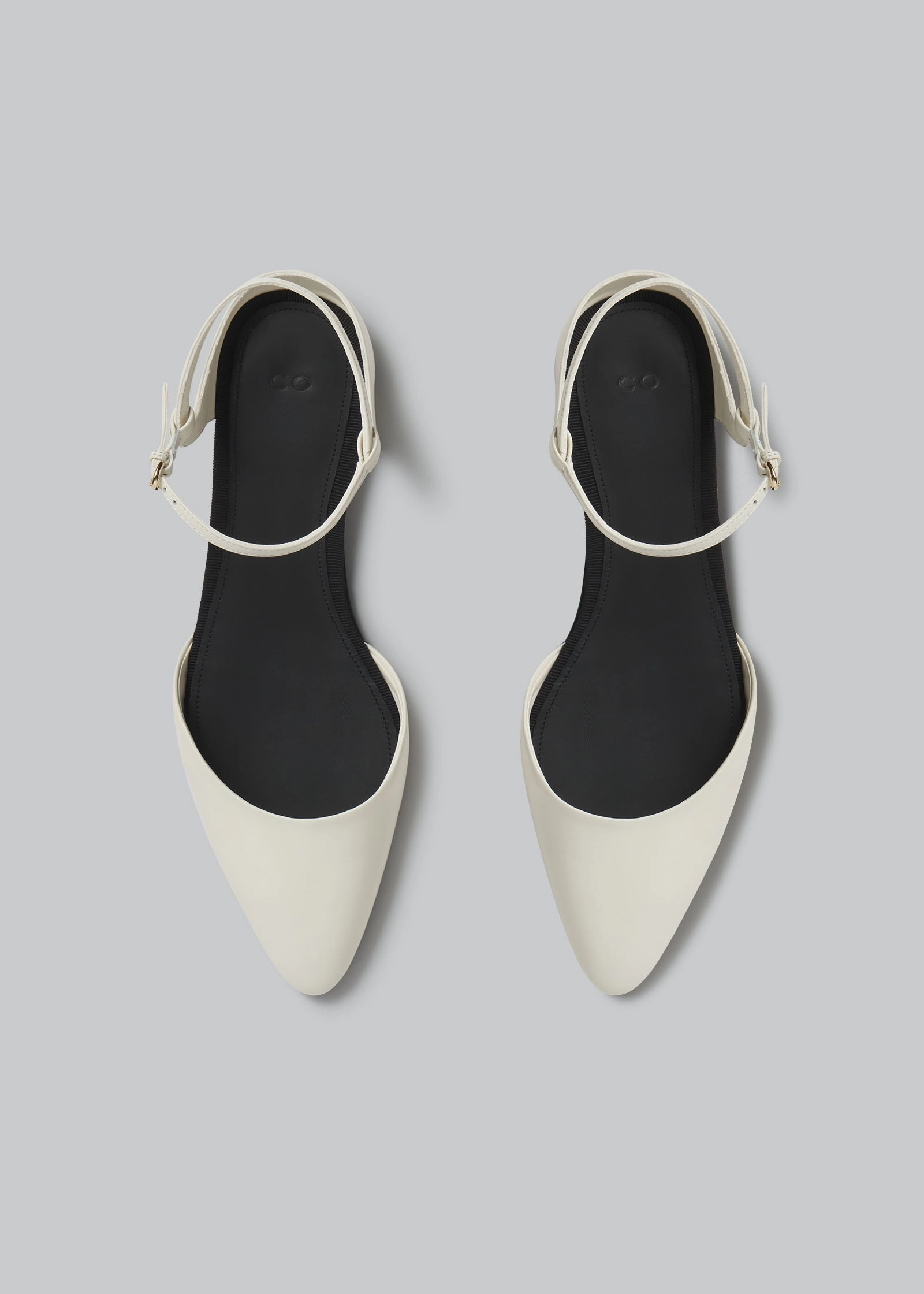 Slingback Pointed Toe Flat in Calfskin - Ivory