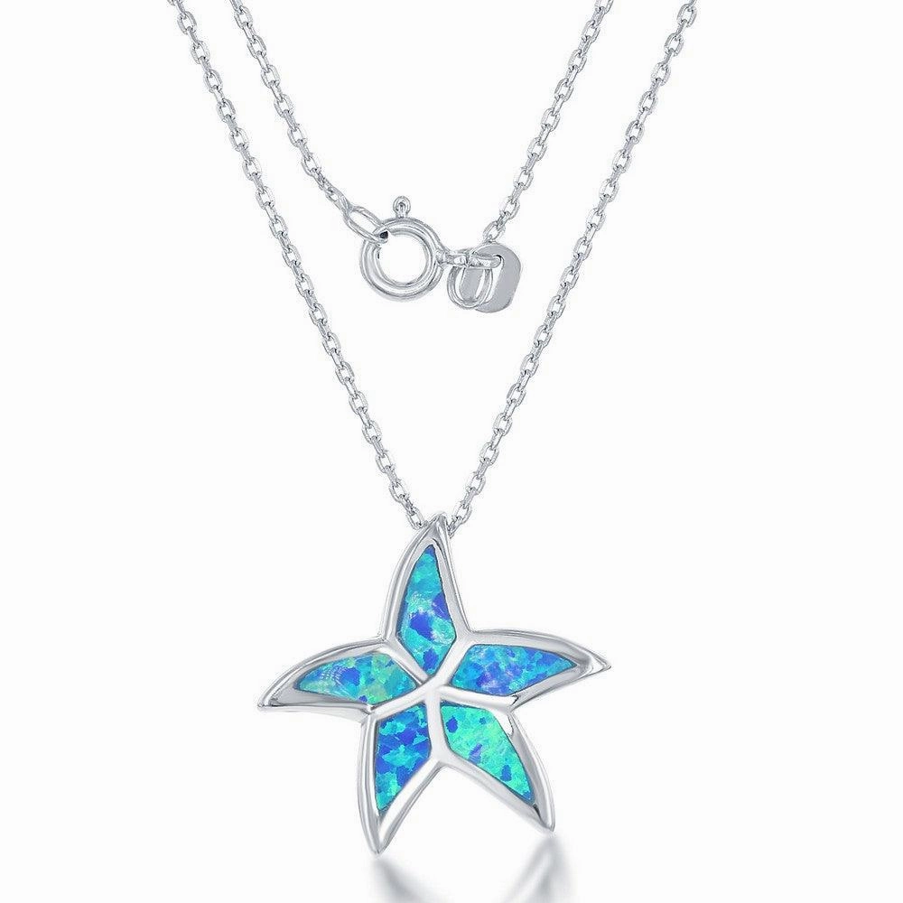 Sterling Silver Opal Starfish Slide Pendant