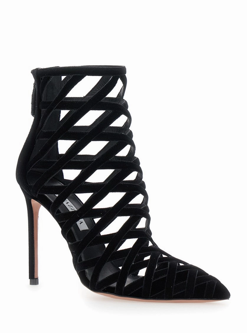 Strappy Velvet Bootie With Stiletto Heel