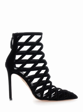 Strappy Velvet Bootie With Stiletto Heel