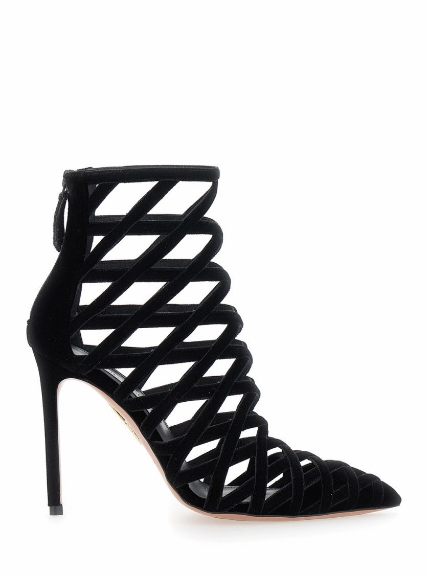 Strappy Velvet Bootie With Stiletto Heel