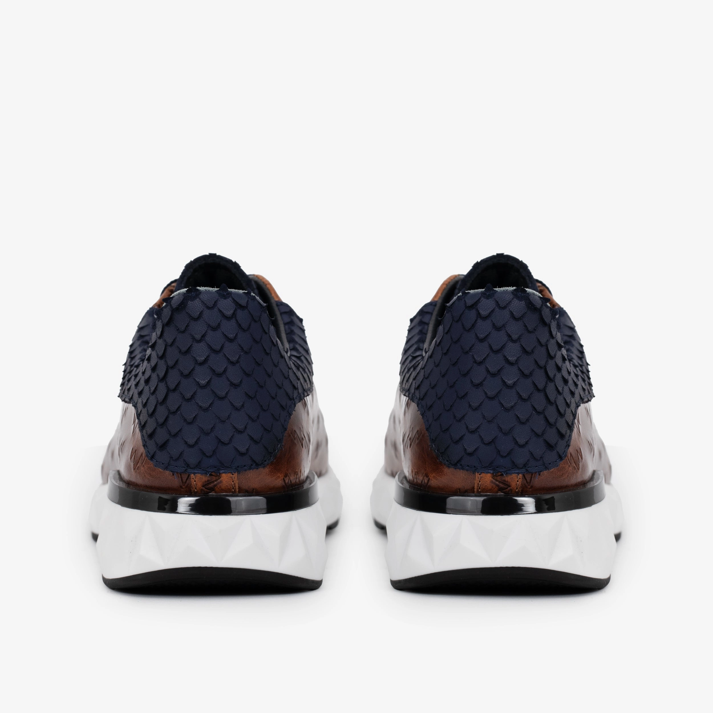 The Caesars Navy & Tan Leather Men Sneaker