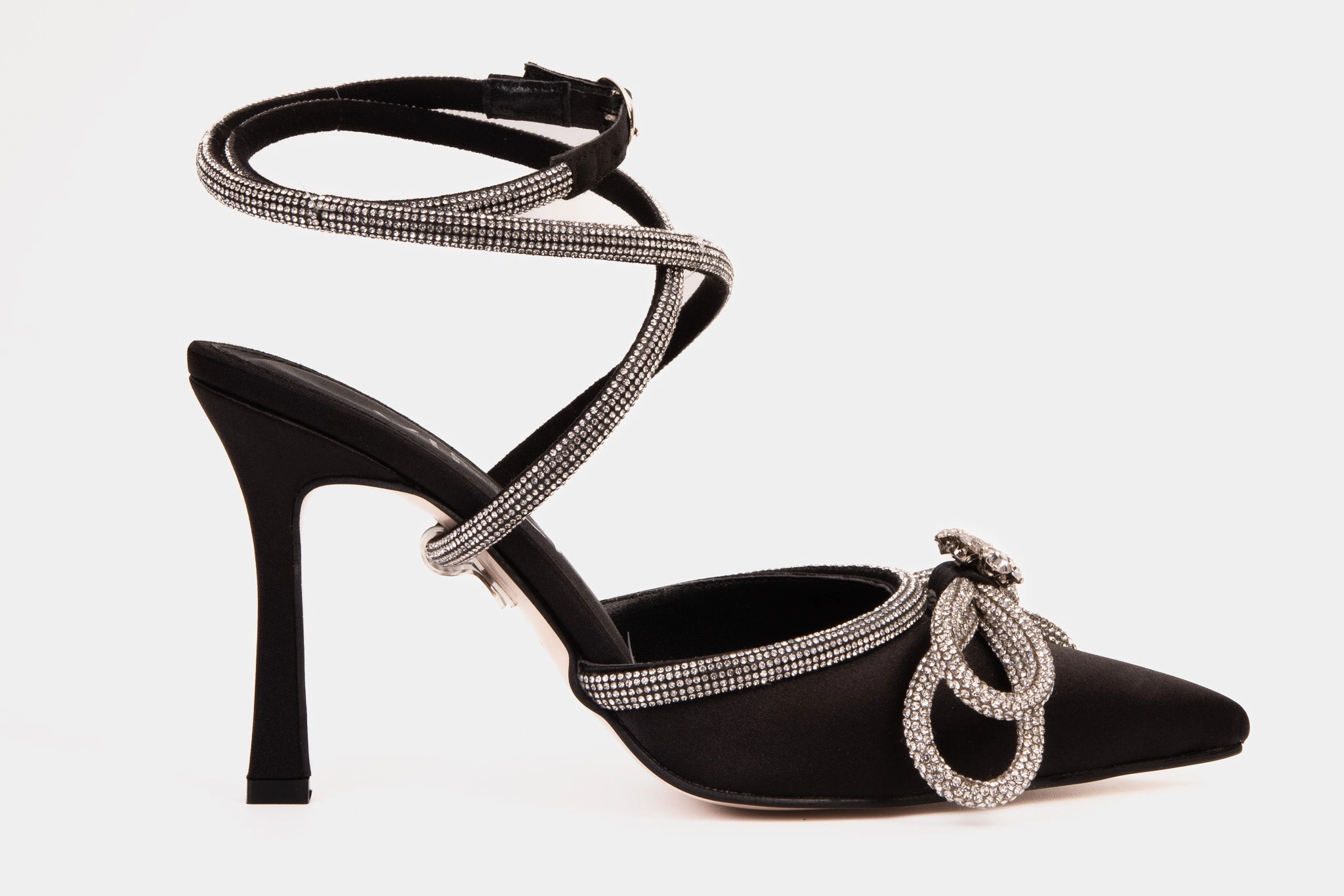The Floransa Black Leather Pointy Toe Ankle Strap Women Sandal Final Sale!