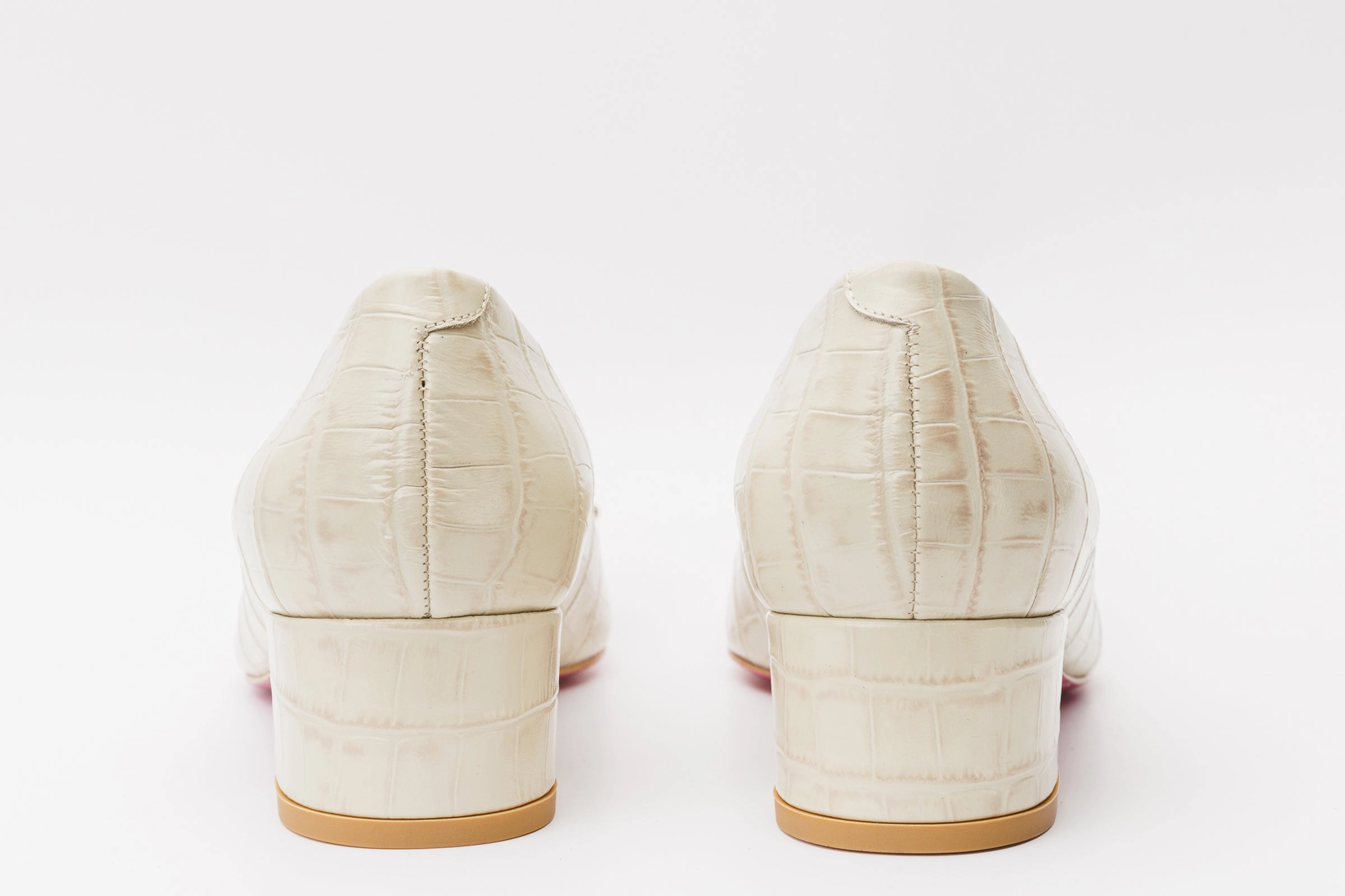 The Foggia Beige Leather Block Heel Pump Women Shoe