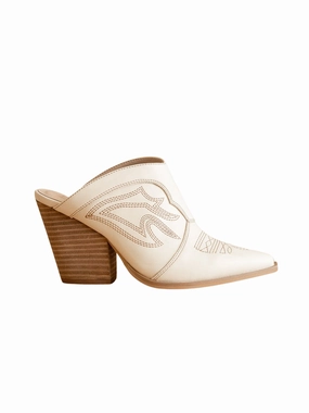 The Kiara Western Mule in Off White