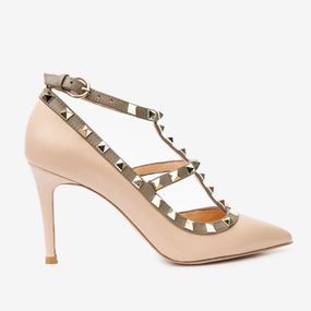 The Lulka Cream Spike Leather Pump Women Shoe