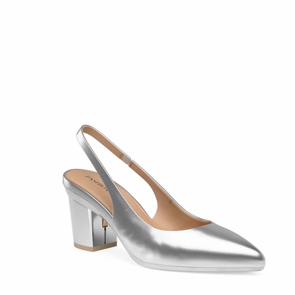 The Slingback - Matte Silver 3 Block