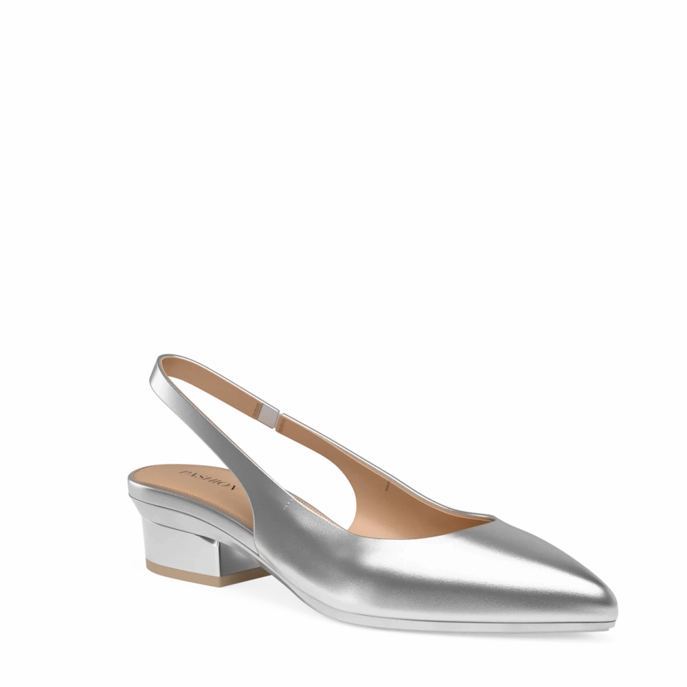 The Slingback - Matte Silver 3 Block