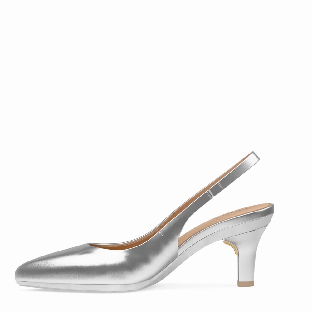 The Slingback - Matte Silver 3 Stiletto