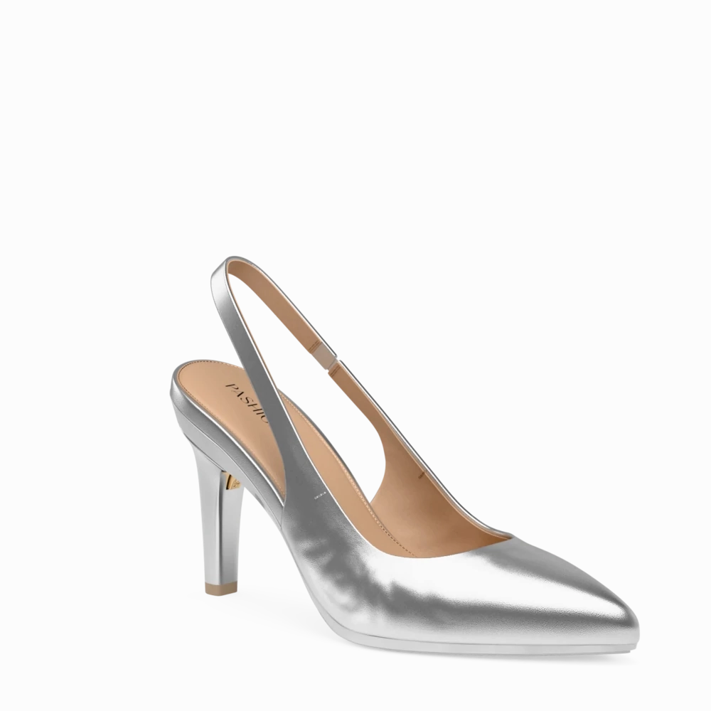The Slingback - Matte Silver 4 Stiletto