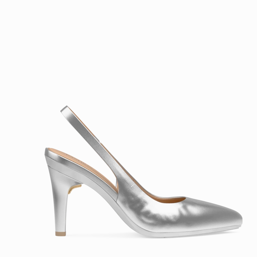 The Slingback - Matte Silver 4 Stiletto