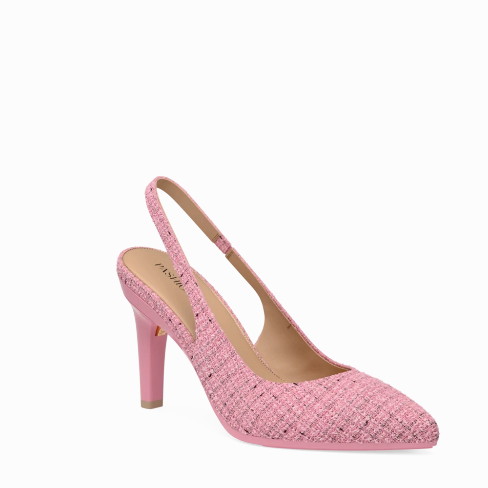 The Slingback - Pink Tweed 4 Stiletto