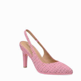 The Slingback - Pink Tweed 4 Stiletto