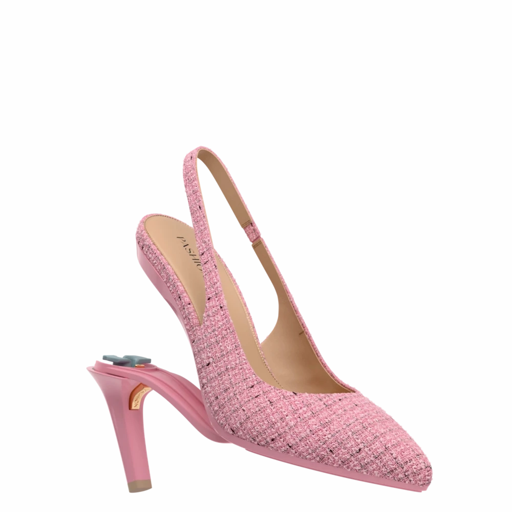 The Slingback - Pink Tweed 4 Stiletto