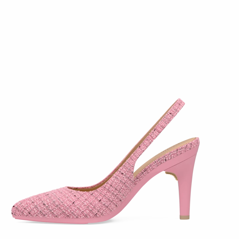 The Slingback - Pink Tweed 4 Stiletto