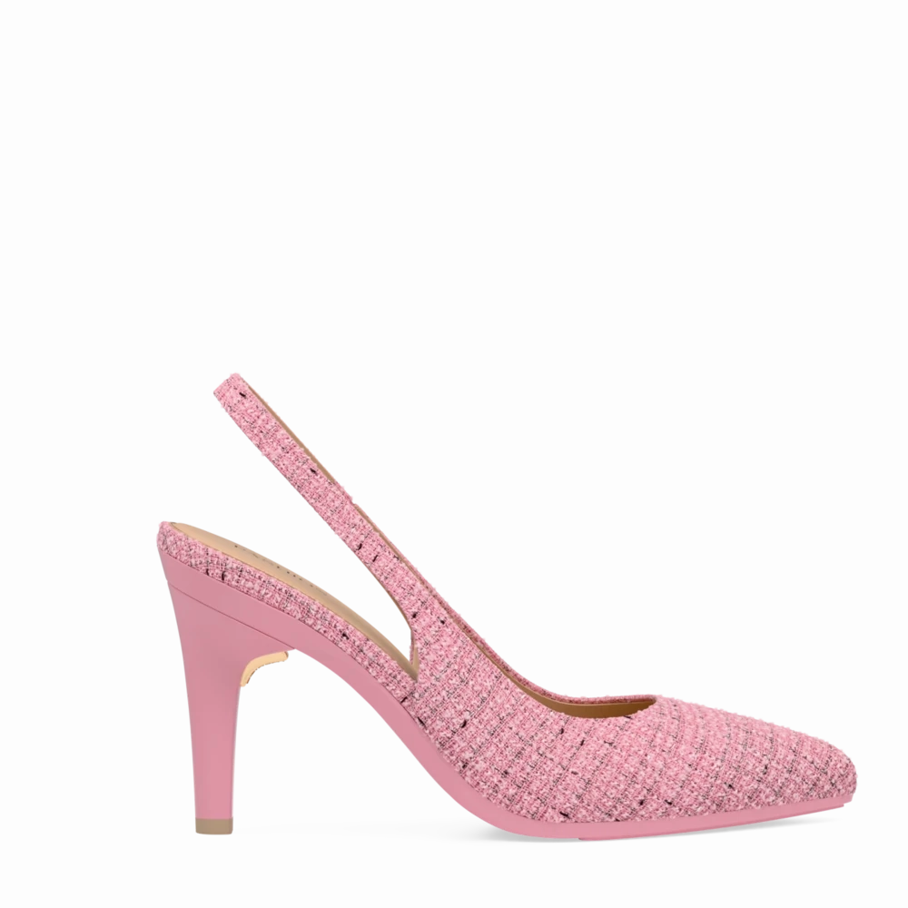 The Slingback - Pink Tweed 4 Stiletto