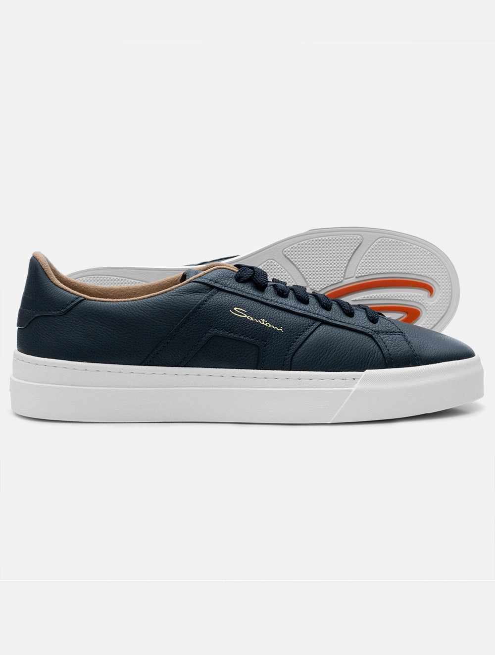 Tumble Leather Sneaker Navy