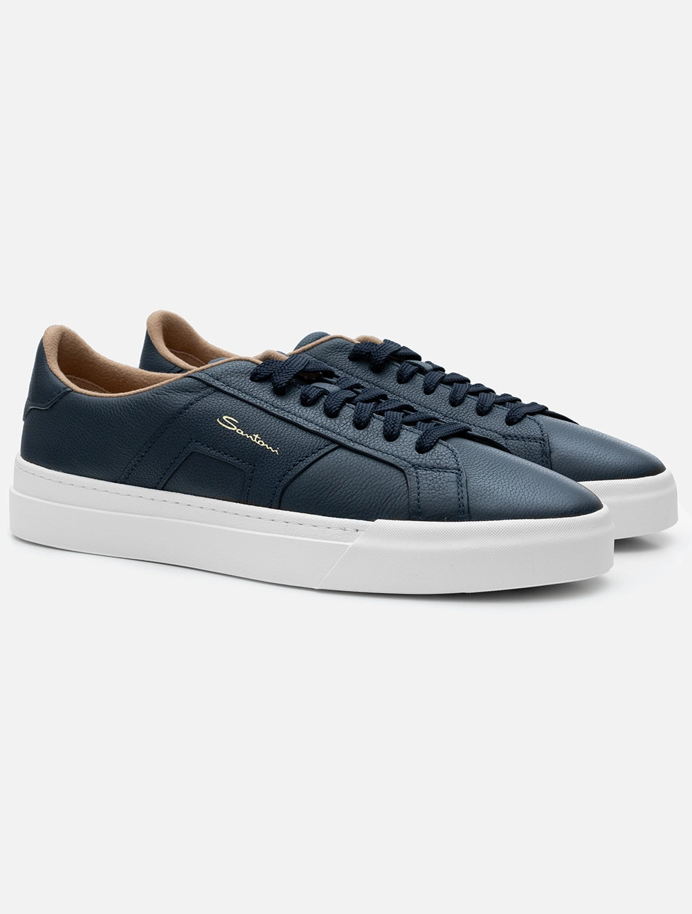 Tumble Leather Sneaker Navy