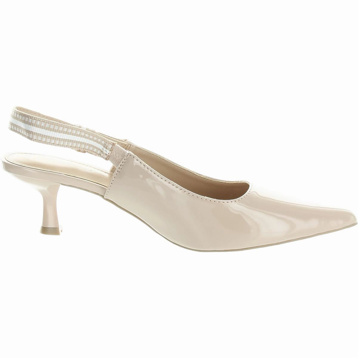 Womens Striped Faux Leather Slingback Heels