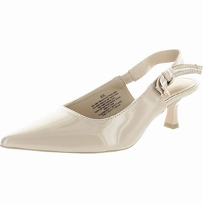 Womens Striped Faux Leather Slingback Heels